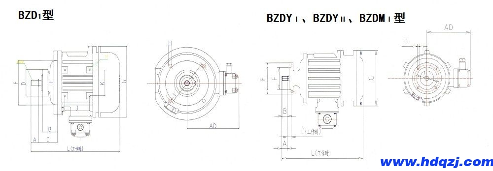 BZDⅠ、BZDYⅠ、BZDYⅡ、BZDMⅠ隔爆型錐形轉(zhuǎn)子三相異步電動(dòng)機(jī)外形尺寸圖.jpg
